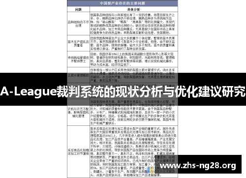 A-League裁判系统的现状分析与优化建议研究